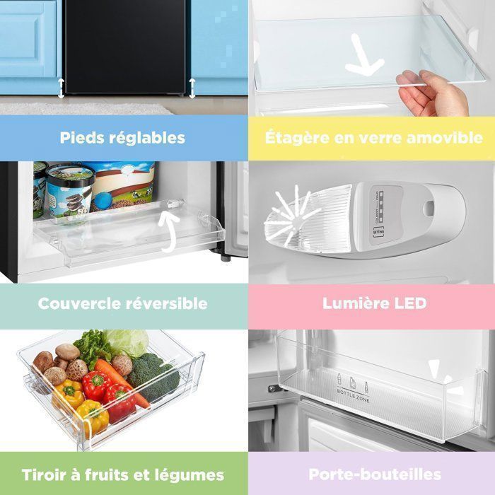 Réfrigérateur Combiné Congélateur en Bas - COMFEE - RCB169DK3 - Low Frost - 174L (115+59) - 38 dB - Classe D - L47 x H150cm - – Image 5