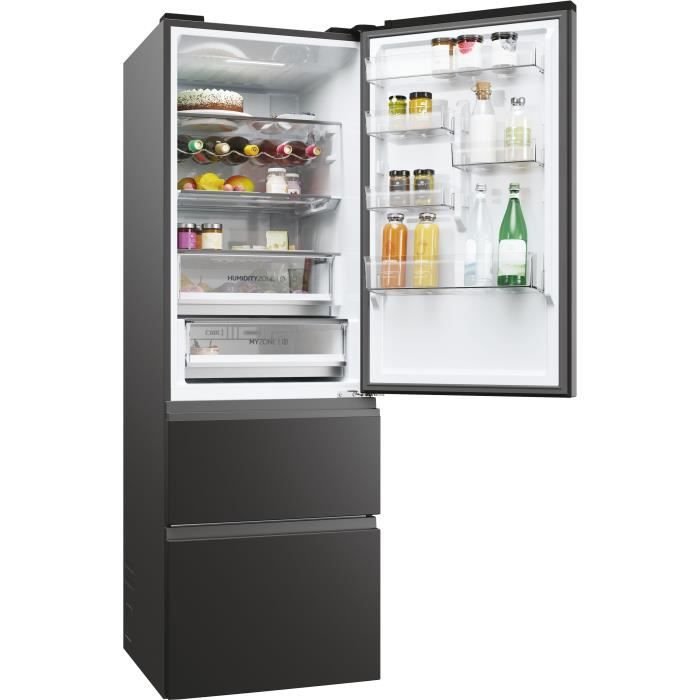 Réfrigérateur Combiné - HAIER - 3D 60 Series 5 HTW5618ENPT - Classe E - 360 L - 185 x 59,5 x 66,7 cm - Noir – Image 6
