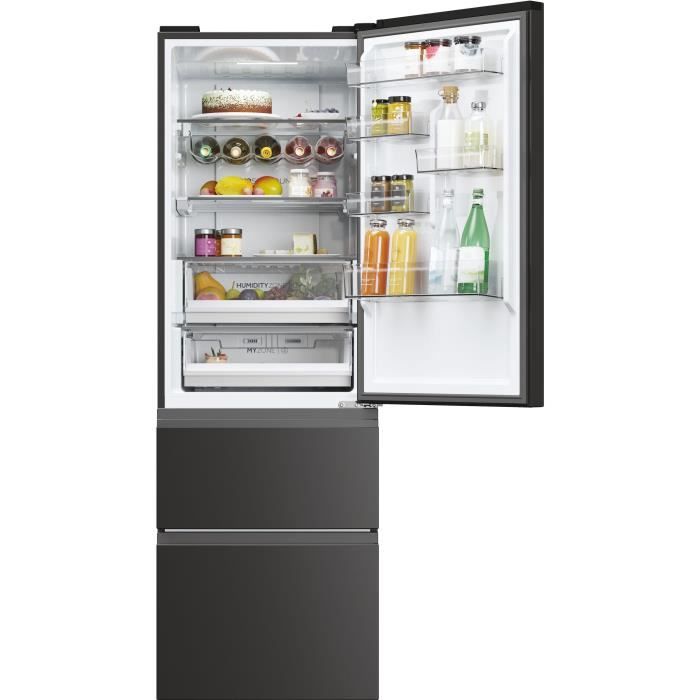 Réfrigérateur Combiné - HAIER - 3D 60 Series 5 HTW5618ENPT - Classe E - 360 L - 185 x 59,5 x 66,7 cm - Noir – Image 7