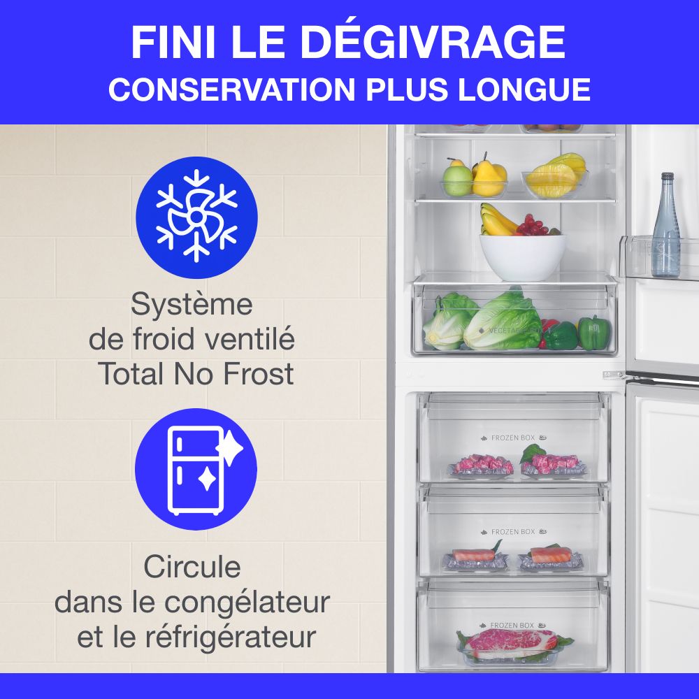 Réfrigérateur congélateur bas - CONTINENTAL EDISON - 325L - Total No Frost (Sans givre)- distributeur d'eau- Inox – Image 6