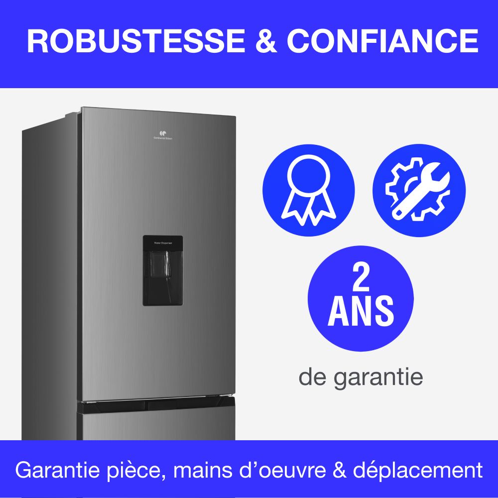Réfrigérateur congélateur bas - CONTINENTAL EDISON - 325L - Total No Frost (Sans givre)- distributeur d'eau- Inox – Image 7