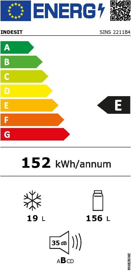 Réfrigérateur - INDESIT - SINS2211B4 - Monoporte - Encastrable - 156 L - Classe E - 54 x 54,5 x 121,5 cm – Image 4