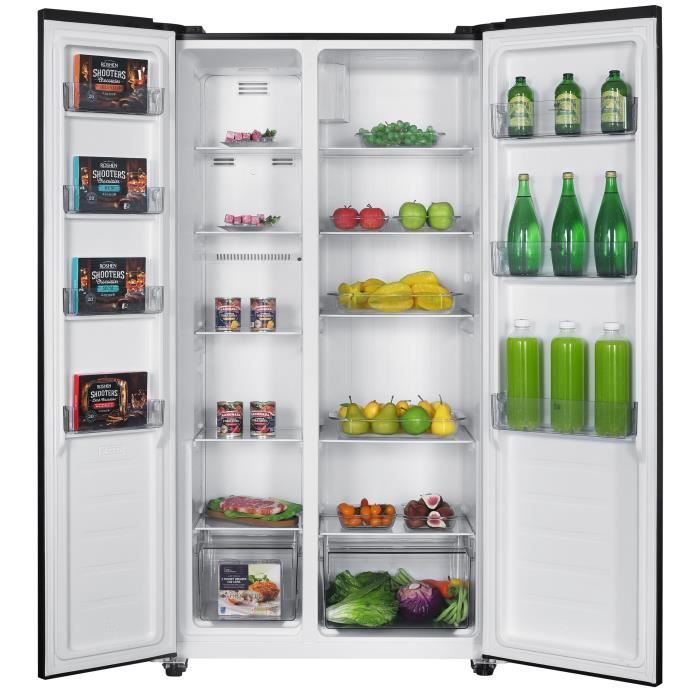 Réfrigérateur side by side CONTINENTAL EDISON - 442L - Total No Frost -Noir - Classe E – Image 3