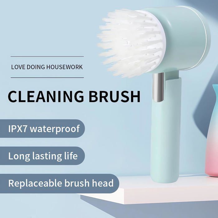 ®RisingFF Brosse rotative électrique avec poignée pliable et 3 têtes de brosse remplaçables – Image 2