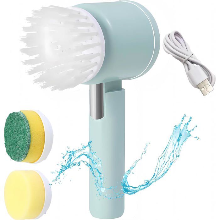 ®RisingFF Brosse rotative électrique avec poignée pliable et 3 têtes de brosse remplaçables