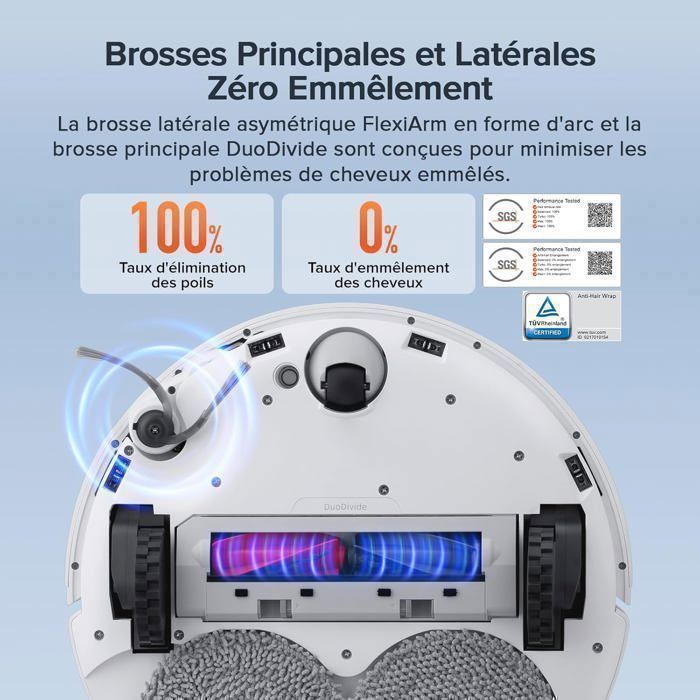 Roborock Qrevo Curv S5X (Qrevo MaxV Amélioré)Aspirateur Robot, 18500 Pa Brosse et Serpillière Extensibles, 75℃ Lavage – Image 2