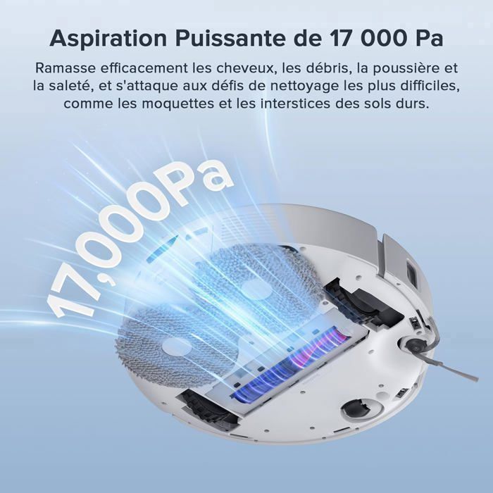 Roborock Qrevo Curv S5X (Qrevo MaxV Amélioré)Aspirateur Robot, 18500 Pa Brosse et Serpillière Extensibles, 75℃ Lavage – Image 3