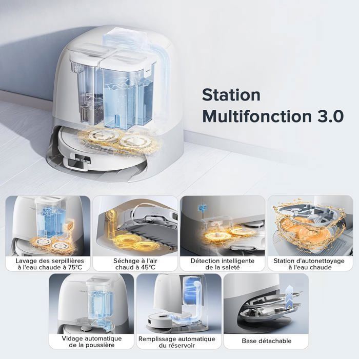 Roborock Qrevo Curv S5X (Qrevo MaxV Amélioré)Aspirateur Robot, 18500 Pa Brosse et Serpillière Extensibles, 75℃ Lavage – Image 4