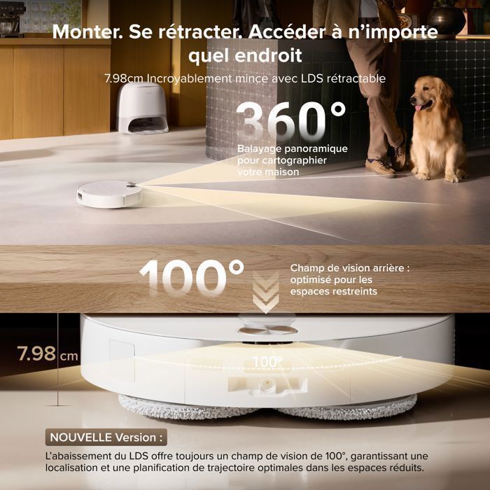 Roborock Qrevo CurvX Aspirateur Robot Laveur 22000 Pa(Curv Amélioré), Anti-enchevêtrement, Station 3.0 Thermo+, 7,98cm Fine – Image 5