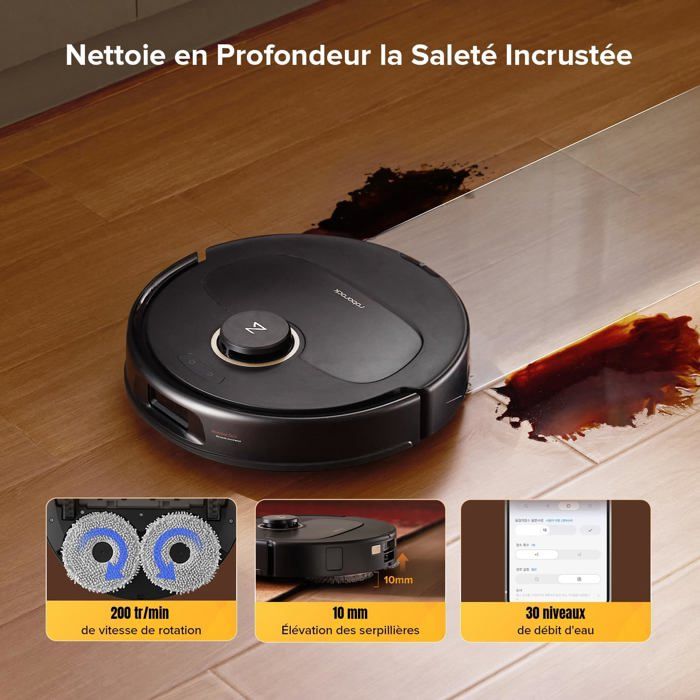 Roborock Qrevo S5V Aspirateur Robot Laveur avec Station, 12000 Pa, FlexiArm, Double Anti-emmêlement, Séchage à l'air Chaud Noir – Image 6