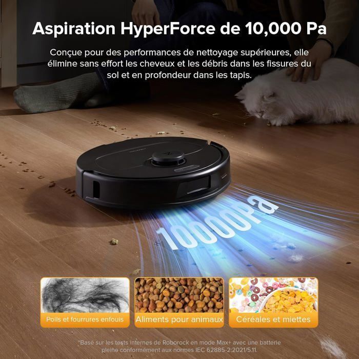 Roborock QV 35S Aspirateur Robot, 10000 pa, Double Anti-Enchevêtrement,Relevables 10mm, RéActive & Navigation PreciSense LiDAR Noir – Image 2