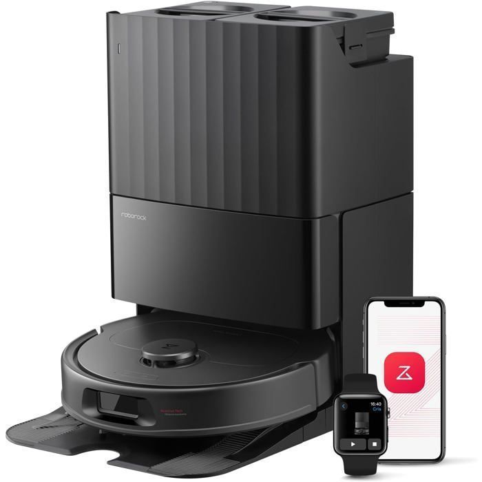 Roborock QV 35S Aspirateur Robot, 10000 pa, Double Anti-Enchevêtrement,Relevables 10mm, RéActive & Navigation PreciSense LiDAR Noir