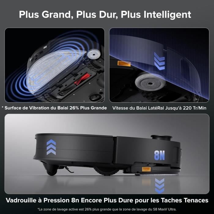 ROBOROCK Saros 10 Black - Aspirateur Robot Laveur - 22,000 Pa - DuoDivide Anti-Enchevétrements - Design ultra fin - Brosse FlexiArm – Image 9