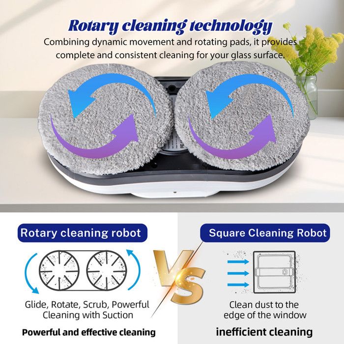 Robot Lave Vitre Intelligent 5600Pa Nettoyeur De Fenêtres Haute Hauteur Avec Télécommande, 3 Modes Automatiques, Protection – Image 2