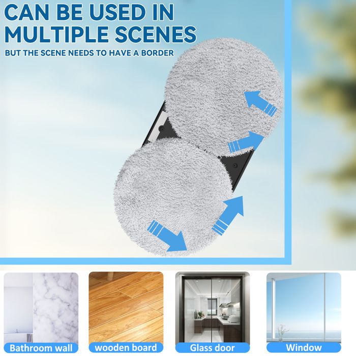 Robot lave-vitres, 5600Pa, pulvérisation d'eau automatique, convient à toutes les surfaces lisses, avec 10 chiffons de nettoyage – Image 6