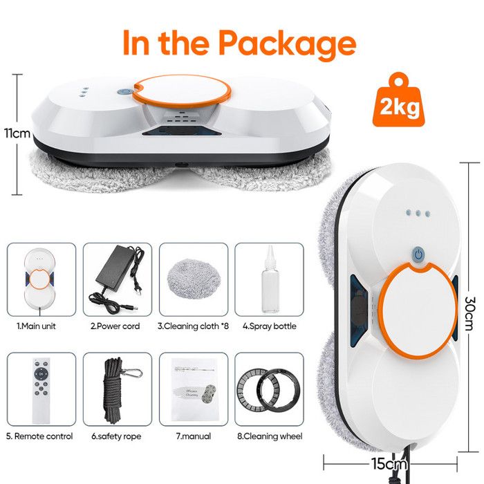 Robot Laveur De Vitre Automatique 3800Pa Réservoir 60ml - Télécommande - Corde de Sécurité - Détection de Bord Intelligente - 3 – Image 6