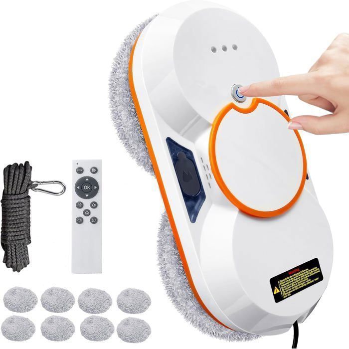 Robot laveur de vitre intérieur et extérieur – 3800Pa, 60ml, télécommande infrarouge, détection bord automatique, pour baies