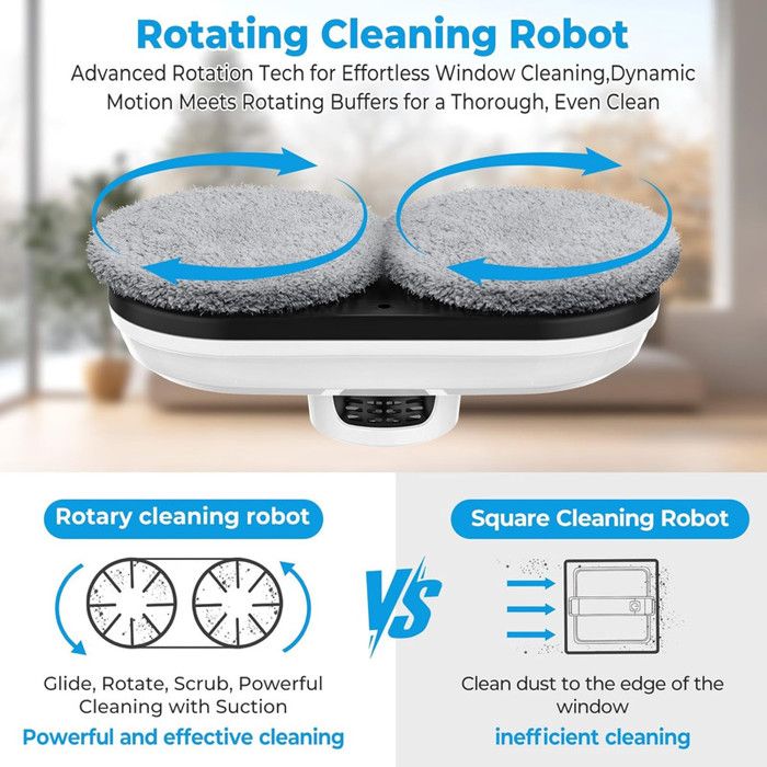 Robot Laveur De Vitres Automatique 6000Pa Nettoyeur Vitre Intelligent Avec Pulvérisation Unique, Lave-Vitre Électrique Et – Image 3