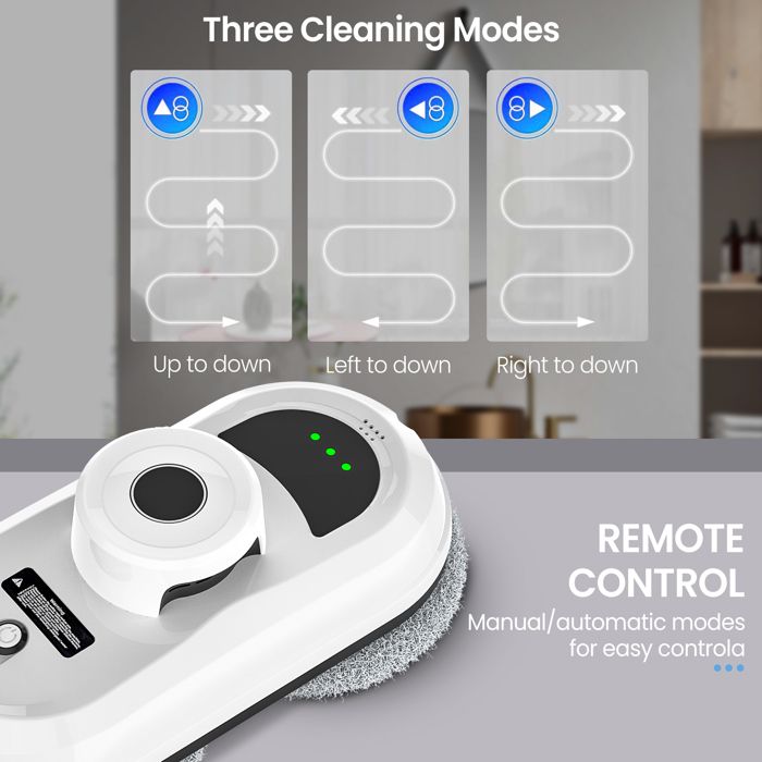 Robot Laveur Vitre Electrique 5600Pa 3 Modes, Télécommande, Navigation Intelligente Détection des Bords pour Intérieures – Image 3