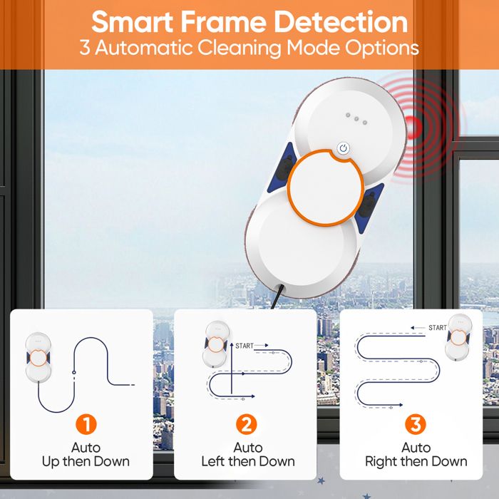 Robot nettoyeur de vitres 3800 Pa, robot nettoyeur de vitres avec fonction de pulvérisation, nettoyeur de vitres électrique – Image 4