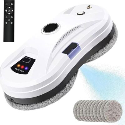 Robot Nettoyeur de Vitres 5600Pa - Fonction de Pulvérisation d'eau - 3 Modes, Télécommande et 10 Chiffons de Nettoyage
