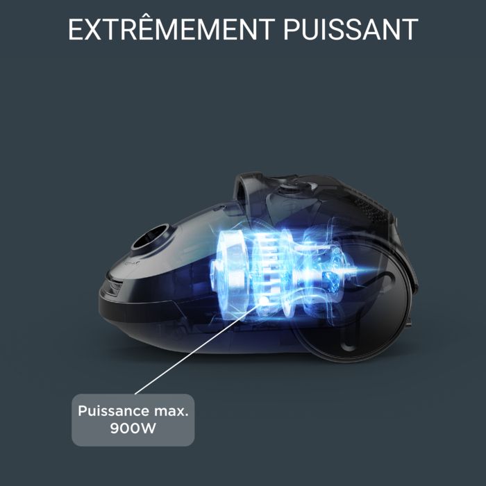 Rowenta Aspirateur avec sac, Moteur basse consommation 900 W max, Compact, 3L, Sac Hygiène+, Grand rayon d'action RO3945EA – Image 3