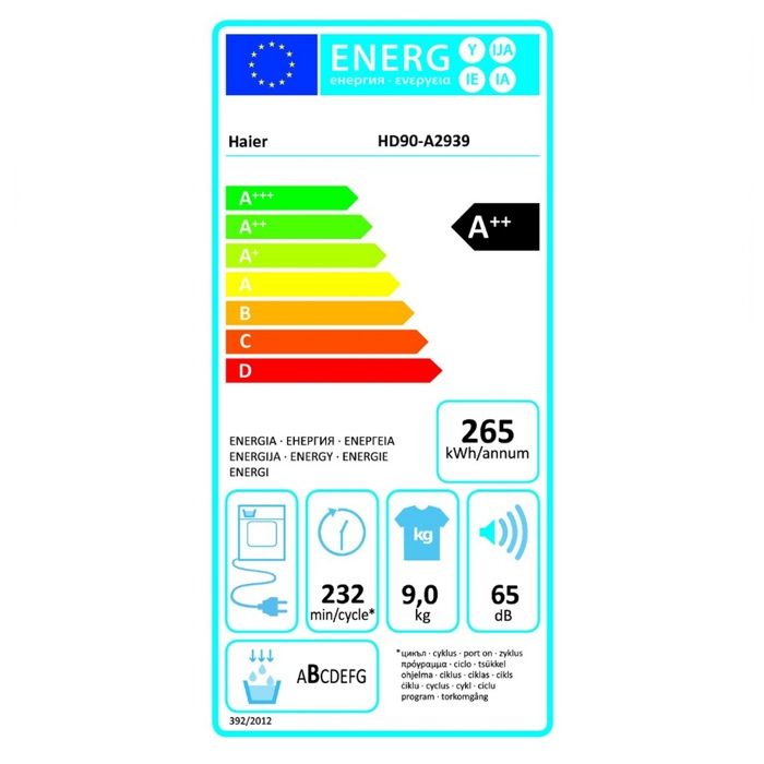 Sèche-linge - HAIER - HD90-A2939-FR - Capacité 9 kg - Technologie avancée - Blanc – Image 2