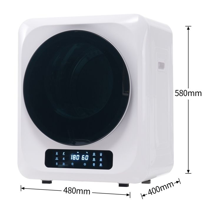 Sécheur d'échappement Portable avec Ecran LCD, Sèche-linge Tambour en Acier Inoxydable, Capacité jusqu'à 4kg, Blanc – Image 5