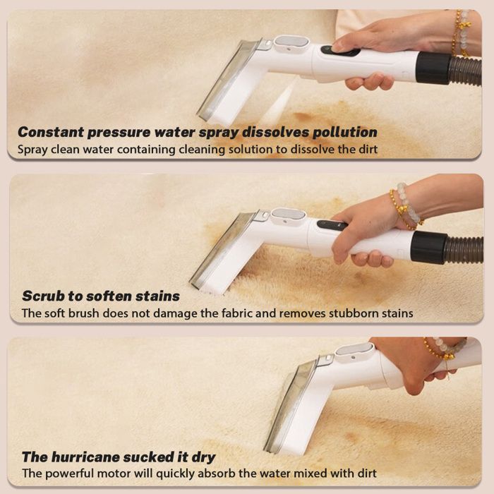 Shampoing15 kPa, haute puissance 600 W, trois en un, compact et portable, deux réservoirs d'eau – Image 4