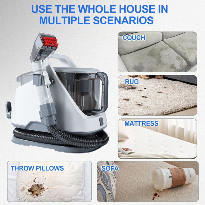 Shampouineuse Moquette 650W 12Kpa – Aspirateur Nettoyeur Canapé Et Tapis – Nettoyeur Tapis Et Moquette Haute Puissance – Image 5