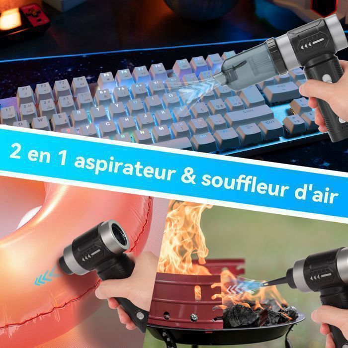 Aspirateur à Main - ACELIFE- Aspirateur Voiture - 3 Vitesses 100,000U/min - 4 en 1 Aspirateur voiture puissant sans fil - Maison – Image 4