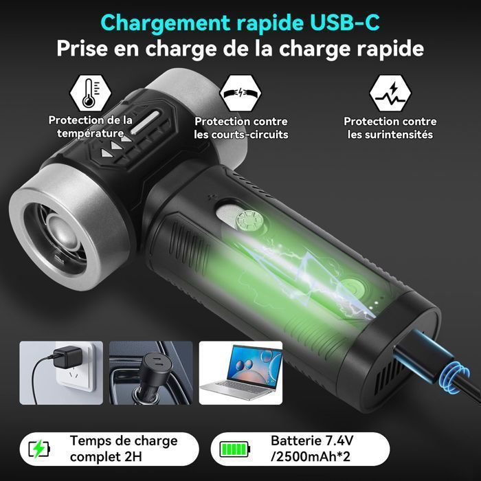 Aspirateur à Main - ACELIFE- Aspirateur Voiture - 3 Vitesses 100,000U/min - 4 en 1 Aspirateur voiture puissant sans fil - Maison – Image 5