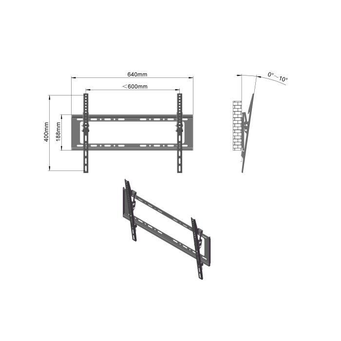 Support TV mural réglable (32-70)" ,maximum de 50 kg,Noir – Image 4