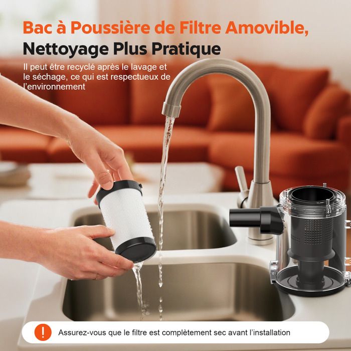 Aspirateur Balai Filaire - TANBABY - 600W - Léger 1,9 kg - Filtre HEPA - 15Kpa Puissant – Image 5