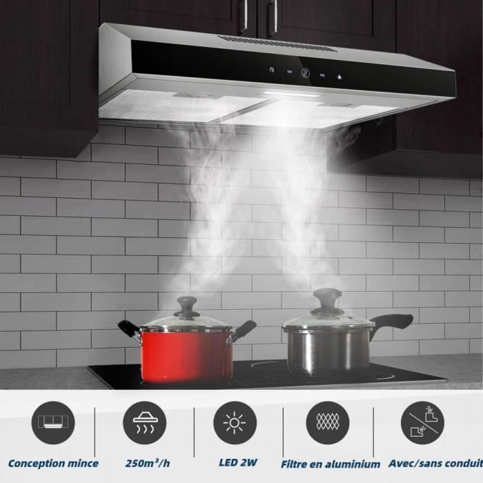 Hotte Aspirante 60cm-Hotte visière- Eclairage LED-Filtre à charbon inclus-Recyclage-Hotte de Cuisine – Image 2