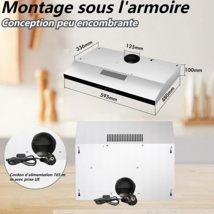 Hotte Aspirante 60cm-Hotte visière- Eclairage LED-Filtre à charbon inclus-Recyclage-Hotte de Cuisine – Image 3