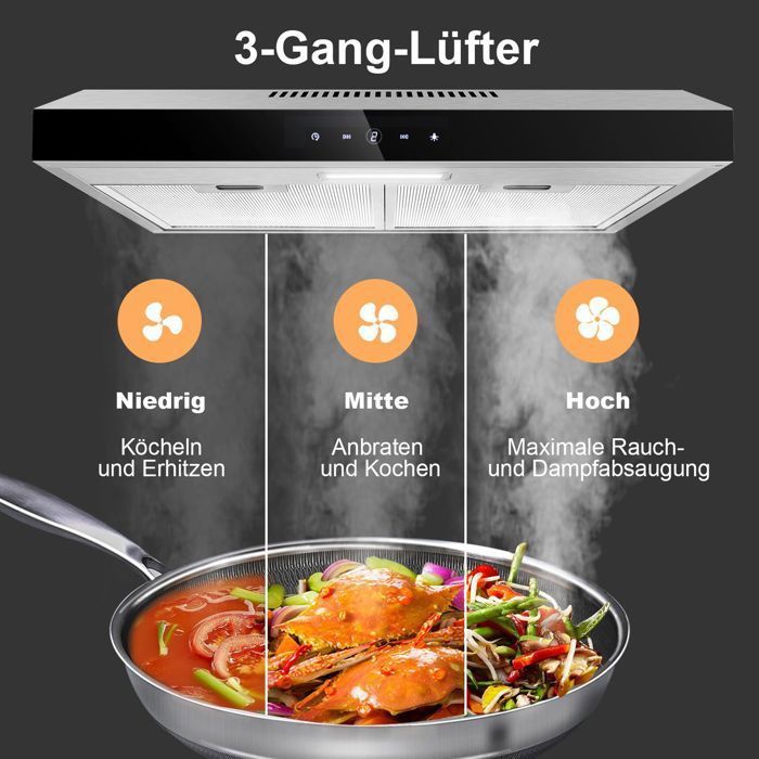 Hotte Aspirante 60cm-Hotte visière- Eclairage LED-Filtre à charbon inclus-Recyclage-Hotte de Cuisine – Image 5