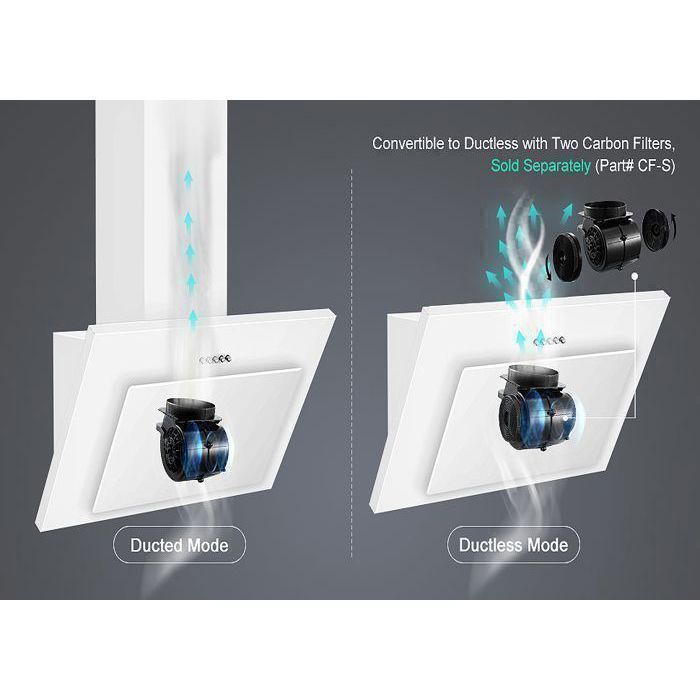 Hotte Aspirantes 60cm,Hotte Cuisine inclinée 350m³/h,Evacuation ou Recyclage,3 Vitesses, LED Lampe, 56 dB, Blanc – Image 5