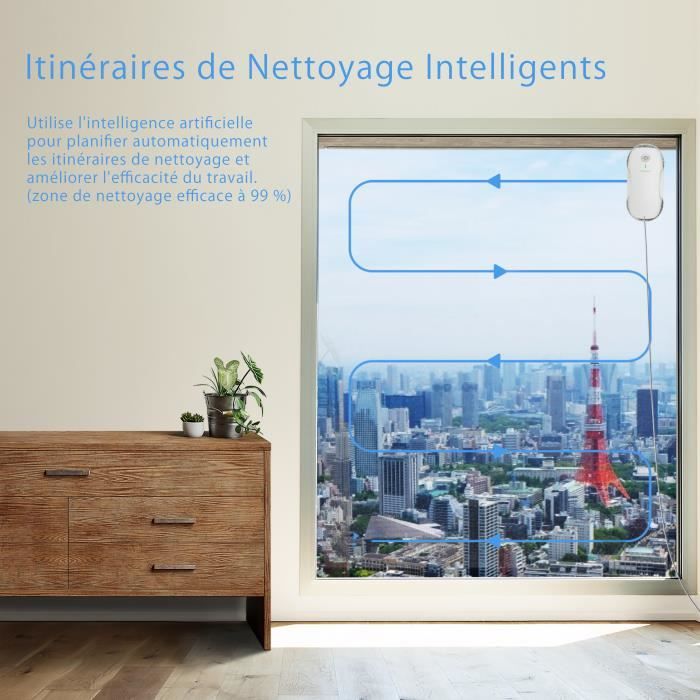 Robot Laveur de vitres - TOSIMA - W2 - Aspiration 3800 Pa - Nettoyage Électrique - Mixte – Image 2