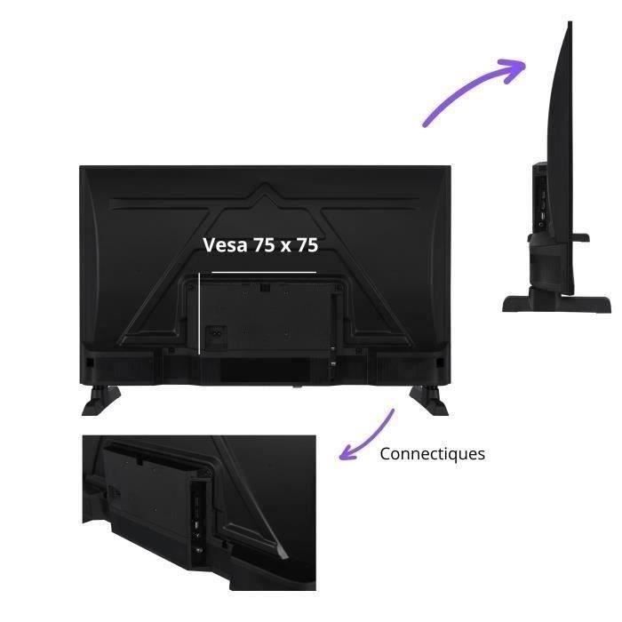 TV LED - CONTINENTAL EDISON - CELED32HD25B3 - HD 32“ (80 cm) - 2xHDMI, 1xUSB - Noir – Image 6