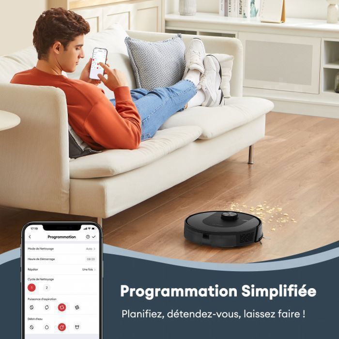 ULTENIC- Aspirateur Robot DL 10-6000Pa / Jusqu'à 200 Mins - Connecté App et Alexa - Poils d'animaux-Tapis – Image 4