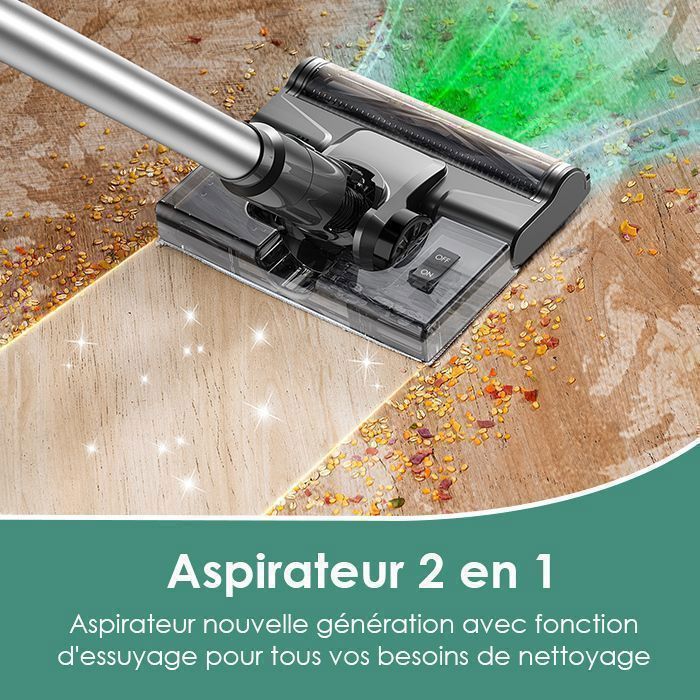VersLife S7PLUS Aspirateur Balai sans Fil avec Fonction Nettoyage, 2 en1 Aspirateur sans Fil Puissant 35Kpa avec 40 Min d'Autonomie – Image 2