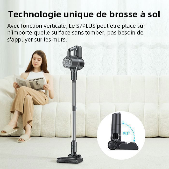 VersLife S7PLUS Aspirateur Balai sans Fil avec Fonction Nettoyage, 2 en1 Aspirateur sans Fil Puissant 35Kpa avec 40 Min d'Autonomie – Image 6