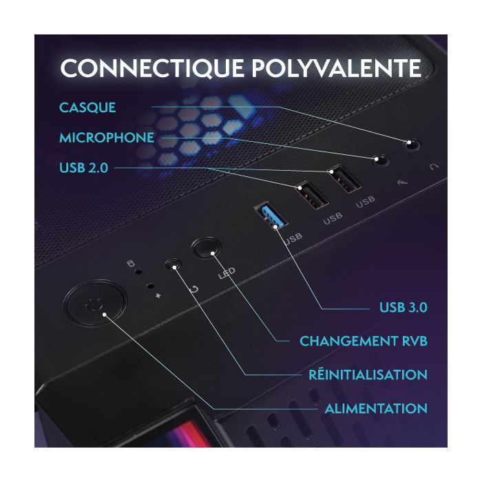 Vibox VI-20 PC Gamer Complet • 22" Écran • AMD Ryzen 3 3200G 4,0 GHz • Radeon Vega 8 • 16 Go RAM • 480 Go SSD • Windows 11 • WiFi – Image 6