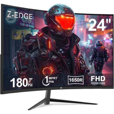Ecran PC Gamer Z-EDGE  UG24 Incurvé 24" 180 Hz FHD(1920x1080), 1ms MPRT, FreeSync, 1650R VA, 300cd/m², HDMI 2.1& DP 1.4