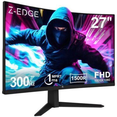 Ecran Pc Gamer Z-EDGE UG27S Incurvé 27" 300Hz, 1ms MPRT, FreeSync, FHD, 1500R VA, 4000:1, VESA 100*100mm