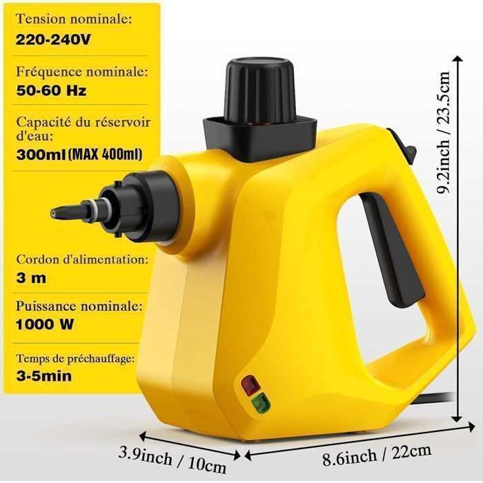 Nettoyeur vapeur portable - ZESTLZ - Nettoyeur vapeur multi-usages, 400 ml - 1050 W Idéal pour cuisine et voiture – Image 6