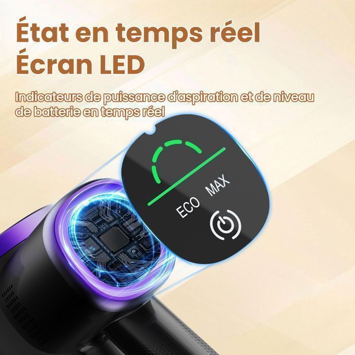 Zynet S9 Aspirateur Balai sans Fil, 45kPa/500W/45Min, Tube Pliable, Station de Charge Murale, Poils d'animaux/Tapis/Sols Durs – Image 5